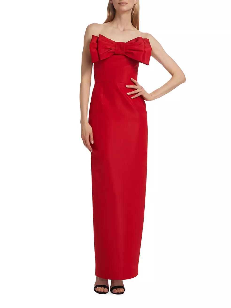 Romina Silk Bow-Embellished Column Gown Product Image