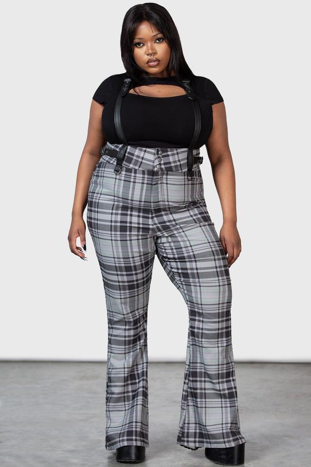 Prophet Of Doom Suspender Trousers [GREY TARTAN] [PLUS] Female Product Image