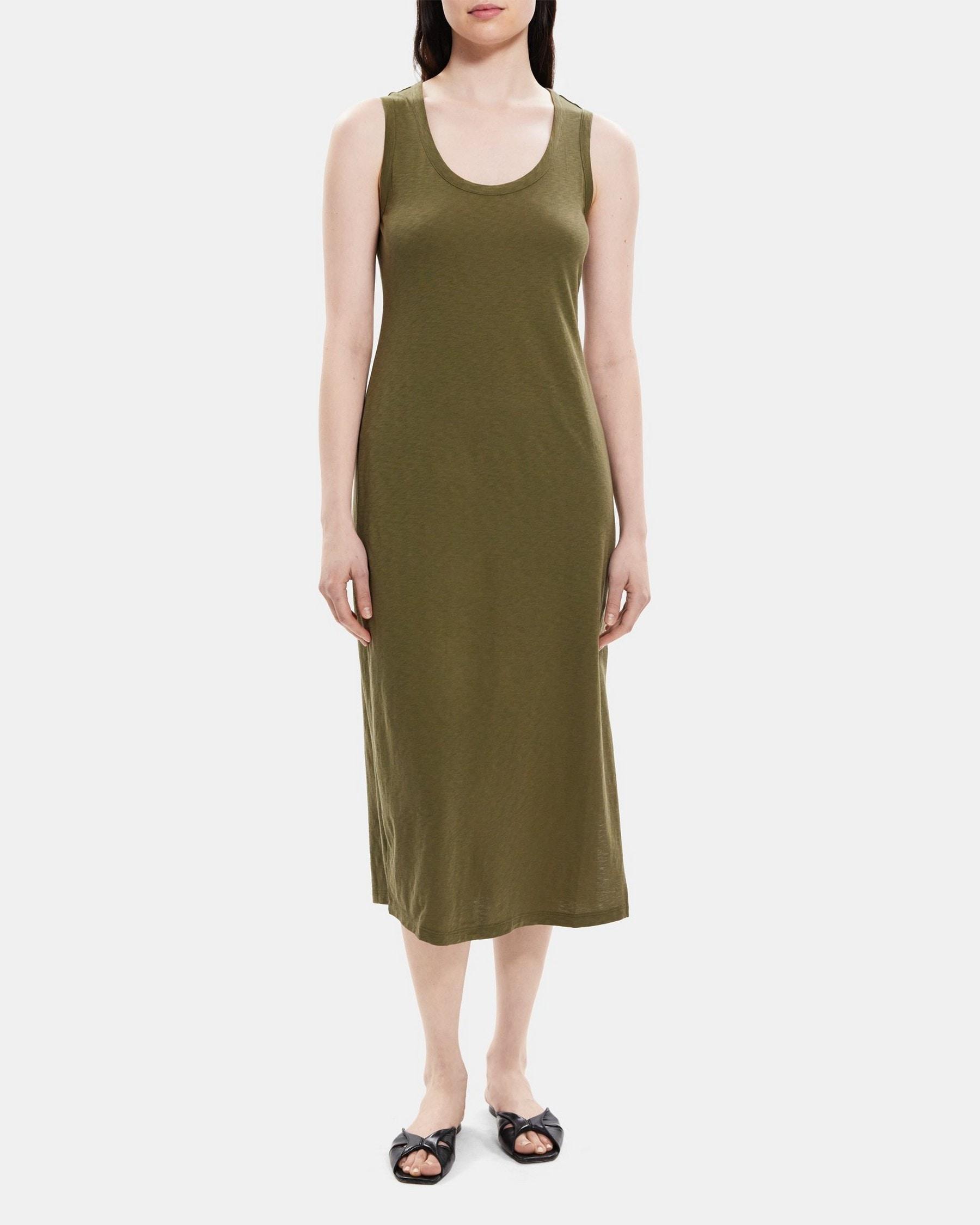 Scoop Neck Dress in Slub Cotton Product Image