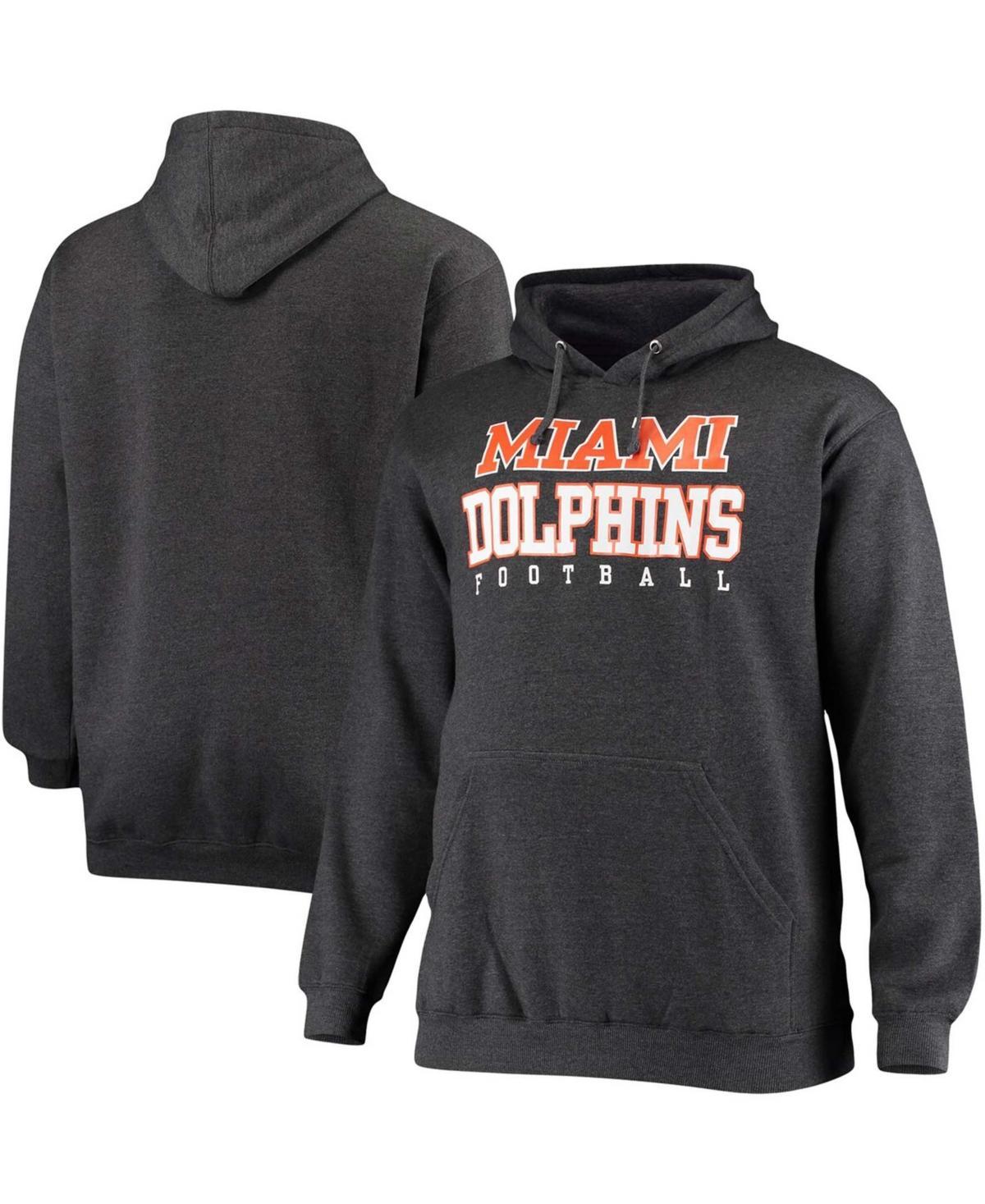 Men's Fanatics Branded Heathered Charcoal Miami Dolphins Big & Tall Practice Pullover Hoodie Product Image