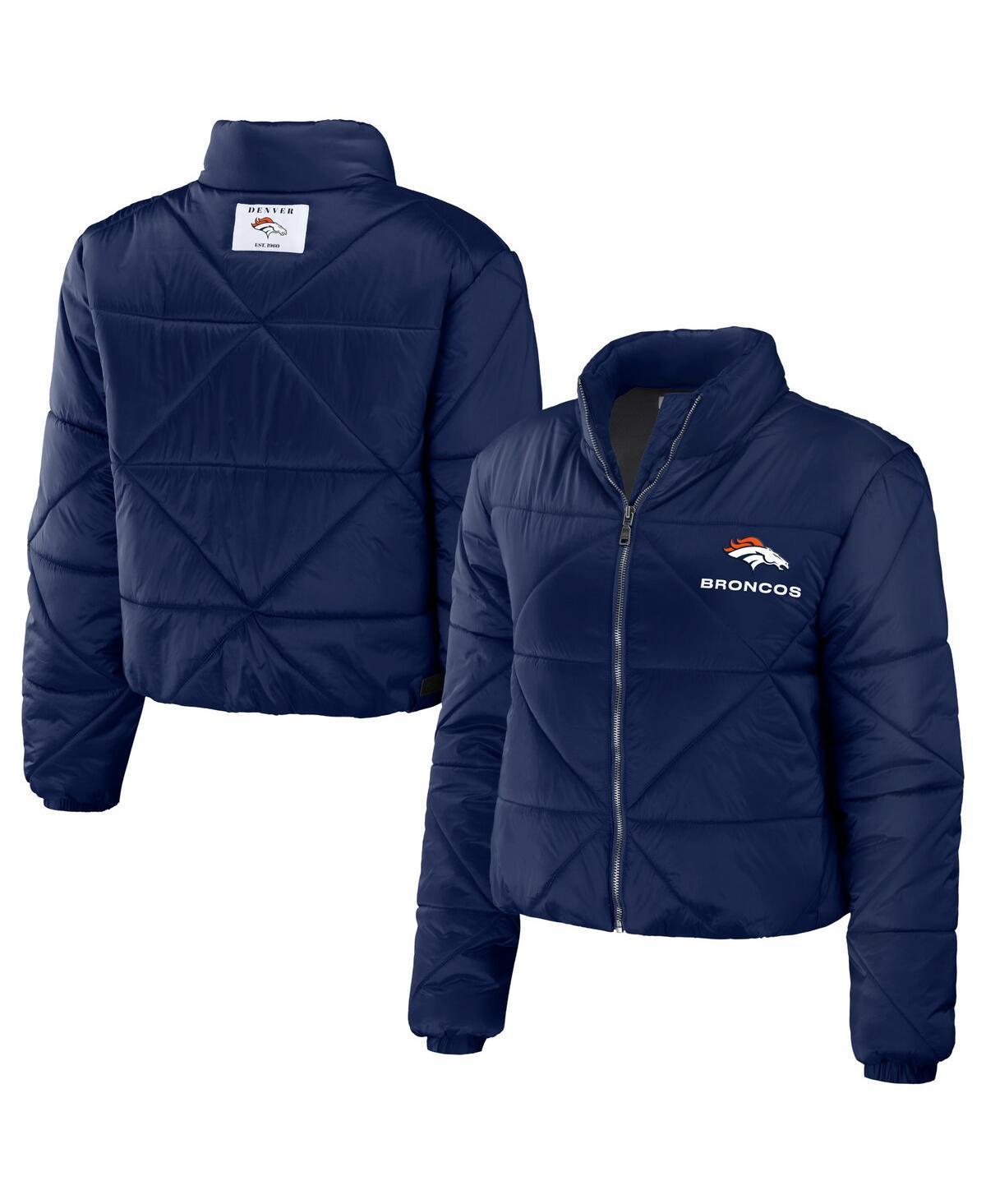 Womens WEAR by Erin Andrews Denver Broncos Cropped Puffer Full-Zip Jacket Blue Product Image