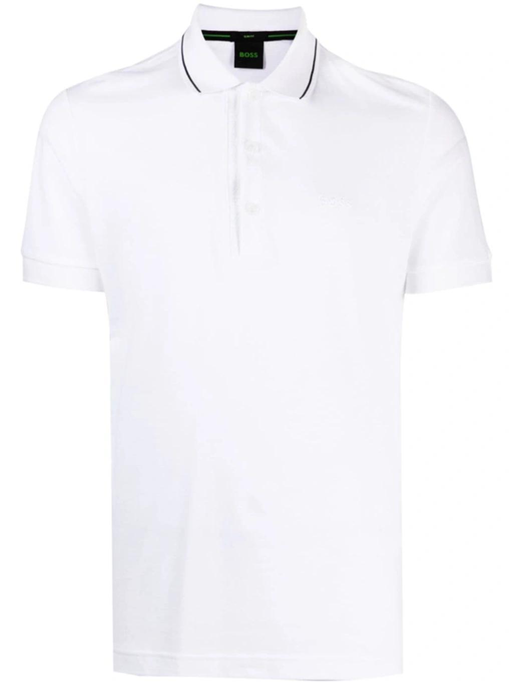 Logo-embroidered Cotton Polo Shirt In White Product Image