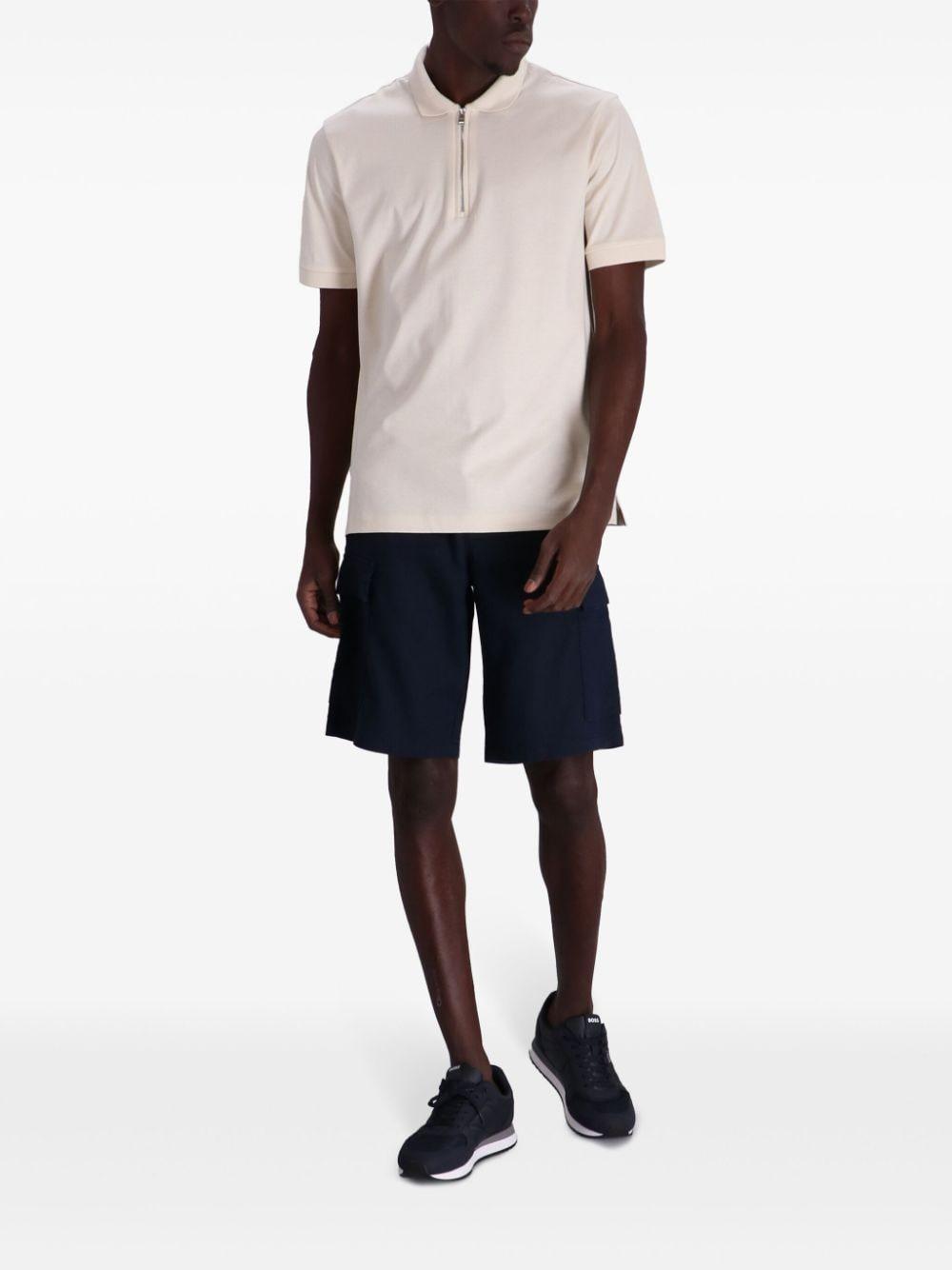 Straight-leg Linen Cargo Short In Navy Blue Product Image