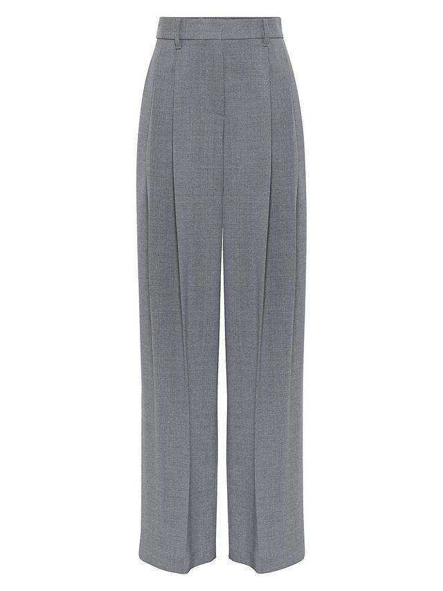 Womens Virgin Wool Panama Wide Pleated Trousers Product Image