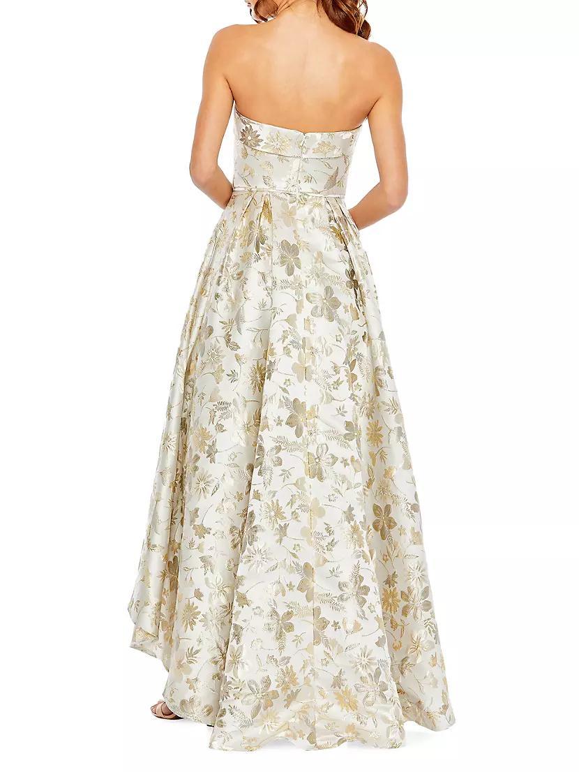 Floral Brocade Strapless High-Low Gown Product Image