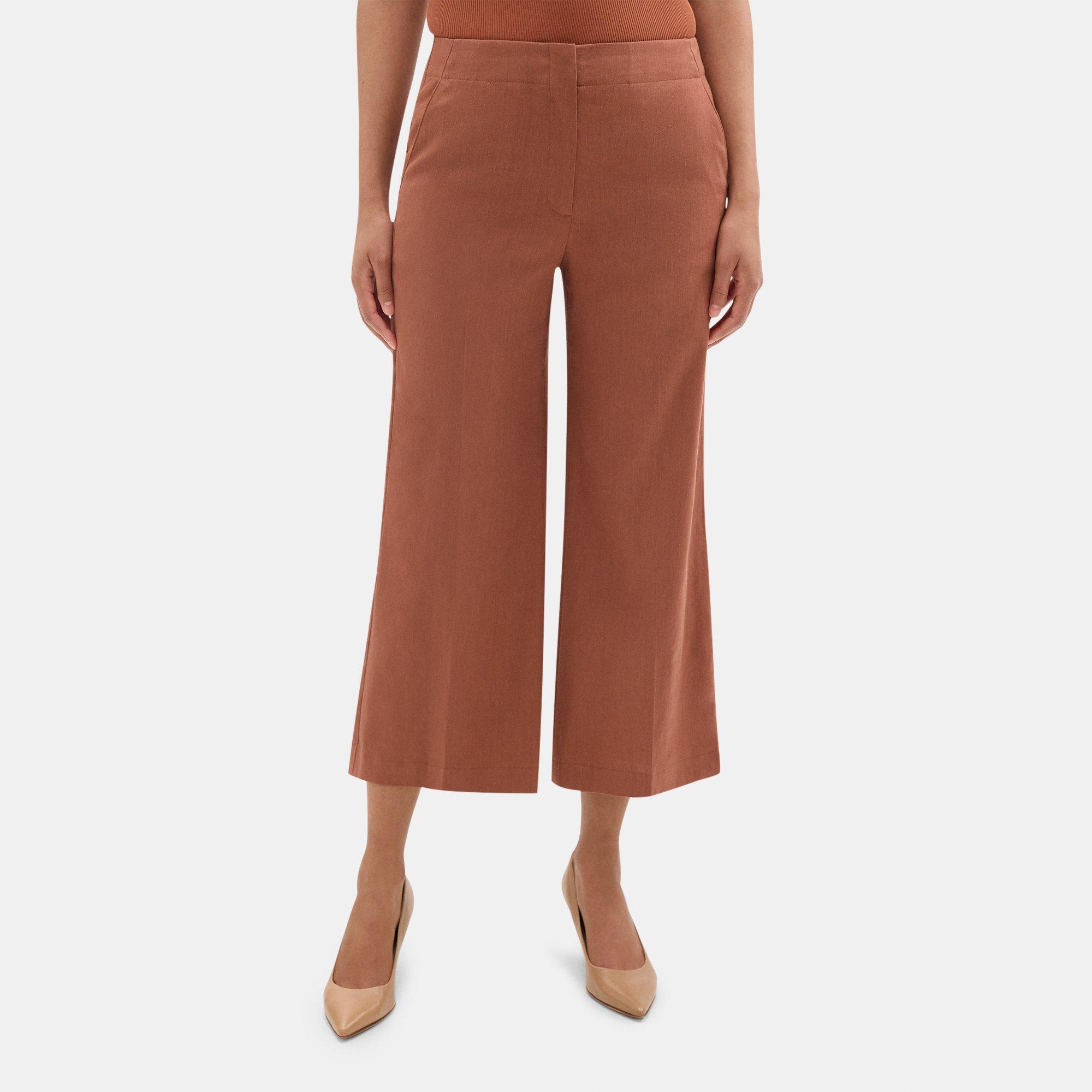 Stretch Linen-Blend Wide-Leg Pant | Theory Outlet Product Image