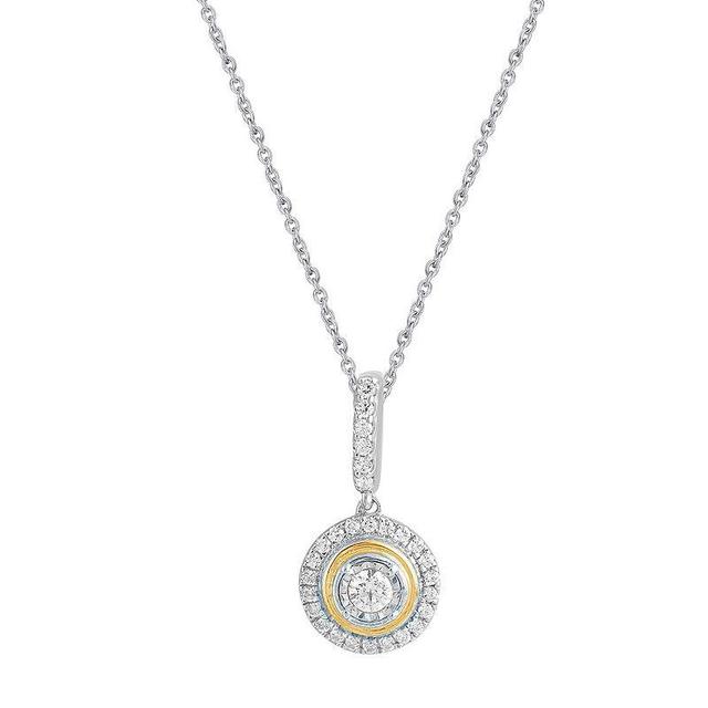 Royal Aura Two Tone Sterling Silver 1/4 Carat T.W. Diamond Pendant Necklace, Womens Product Image