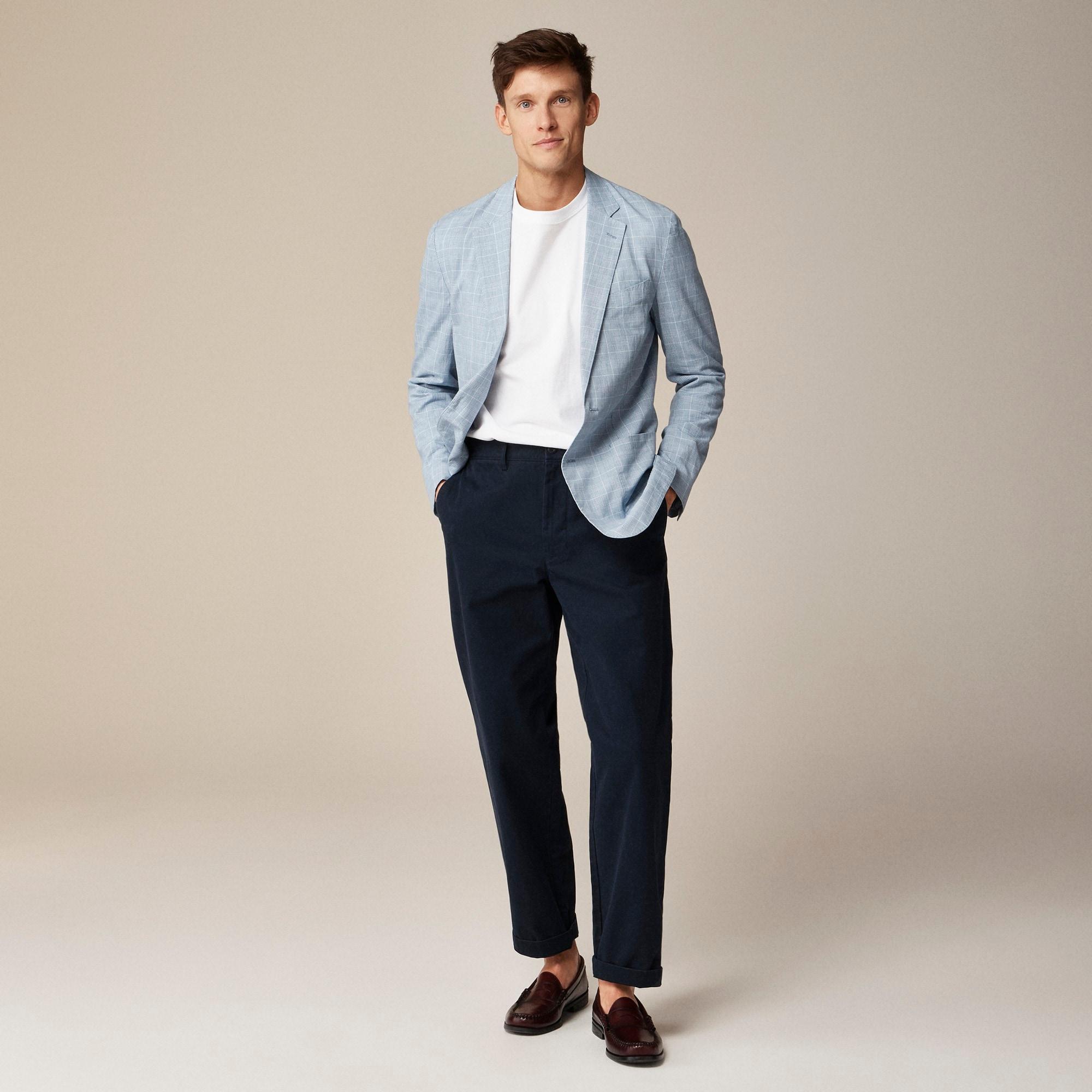 Ludlow Slim-fit unstructured blazer in Irish cotton-linen blend Product Image