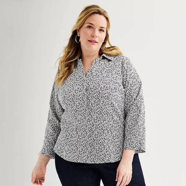 Plus Size Croft & Barrow Tailored Button Front Shirt, Womens Product Image