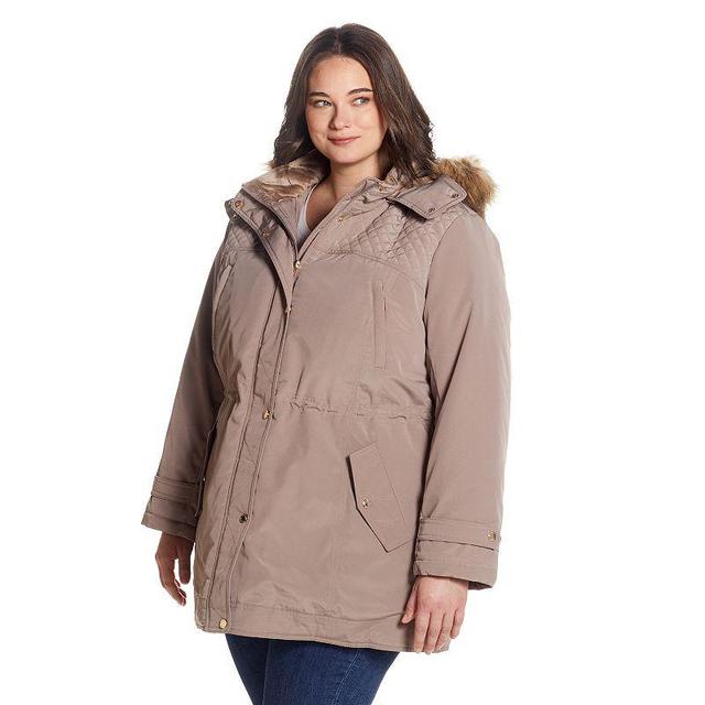 Plus Size Gallery Hooded Faux-Fur Trim Heavyweight Jacket, Womens Product Image