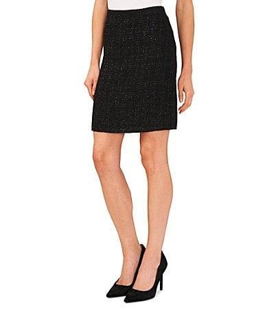 CeCe Metallic Tweed Coordinating Pencil Mini Skirt Product Image