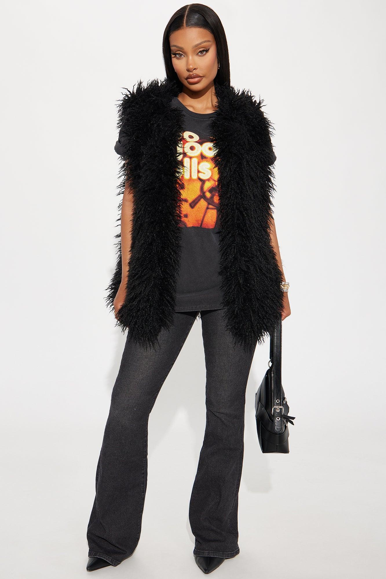 Sydney Faux Fur Vest - Black Product Image