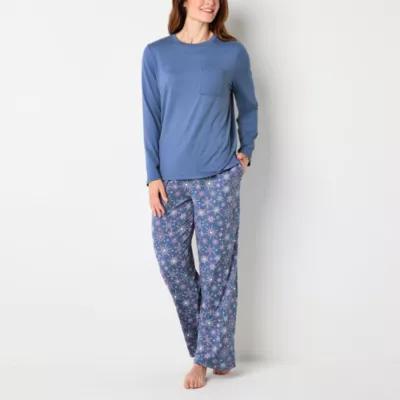 Jaclyn Womens Crew Neck Long Sleeve 2-pc. Pant Pajama Set Product Image