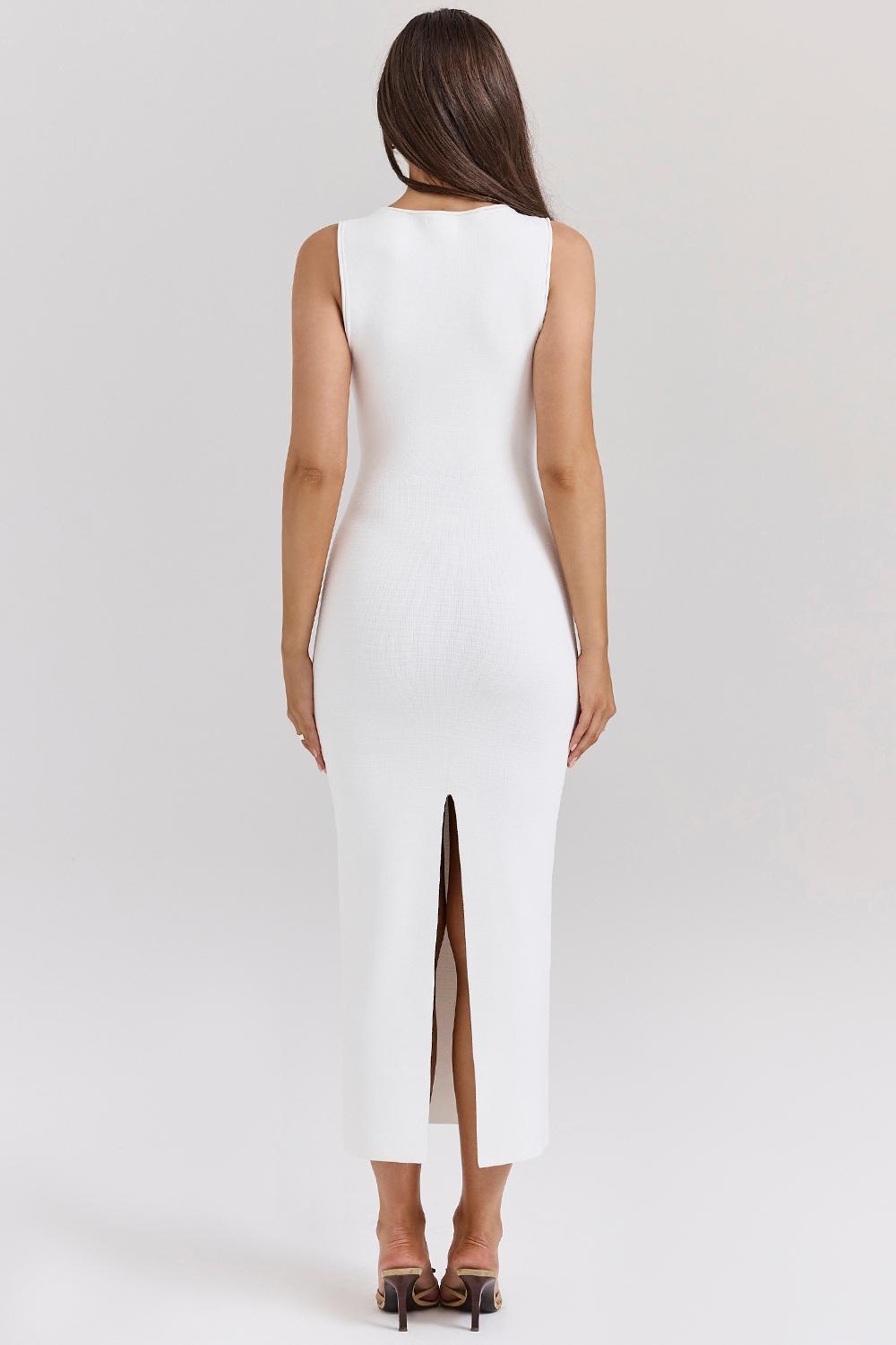 Noli White Stretch Knit Maxi Dress Product Image