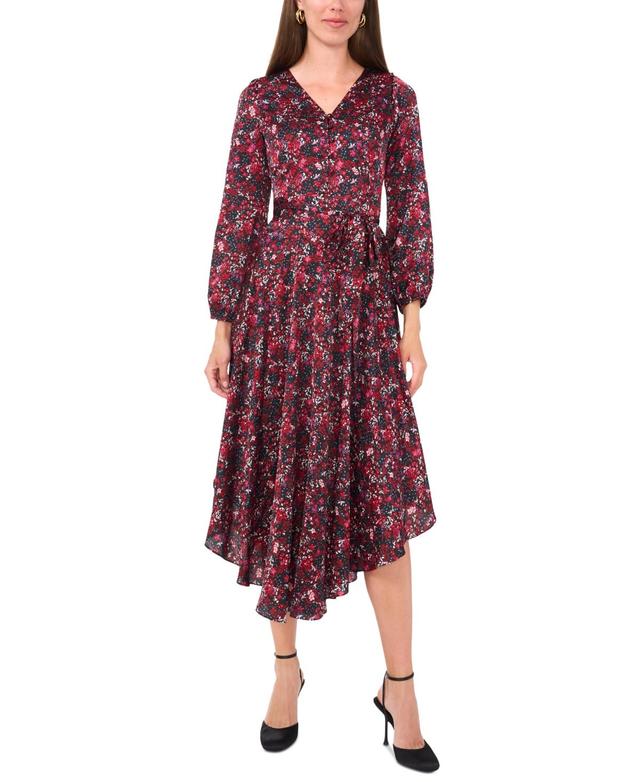 Vince Camuto Womens Printed V-Neck Asymmetrical-Hem Maxi Dress Product Image