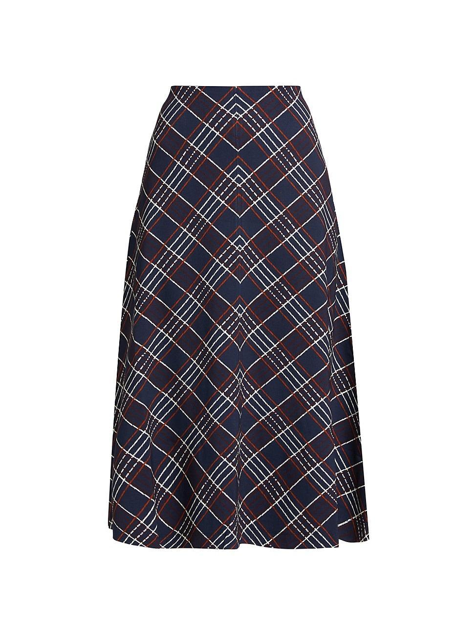 Womens Thea Plaid Midi-Skirt Product Image