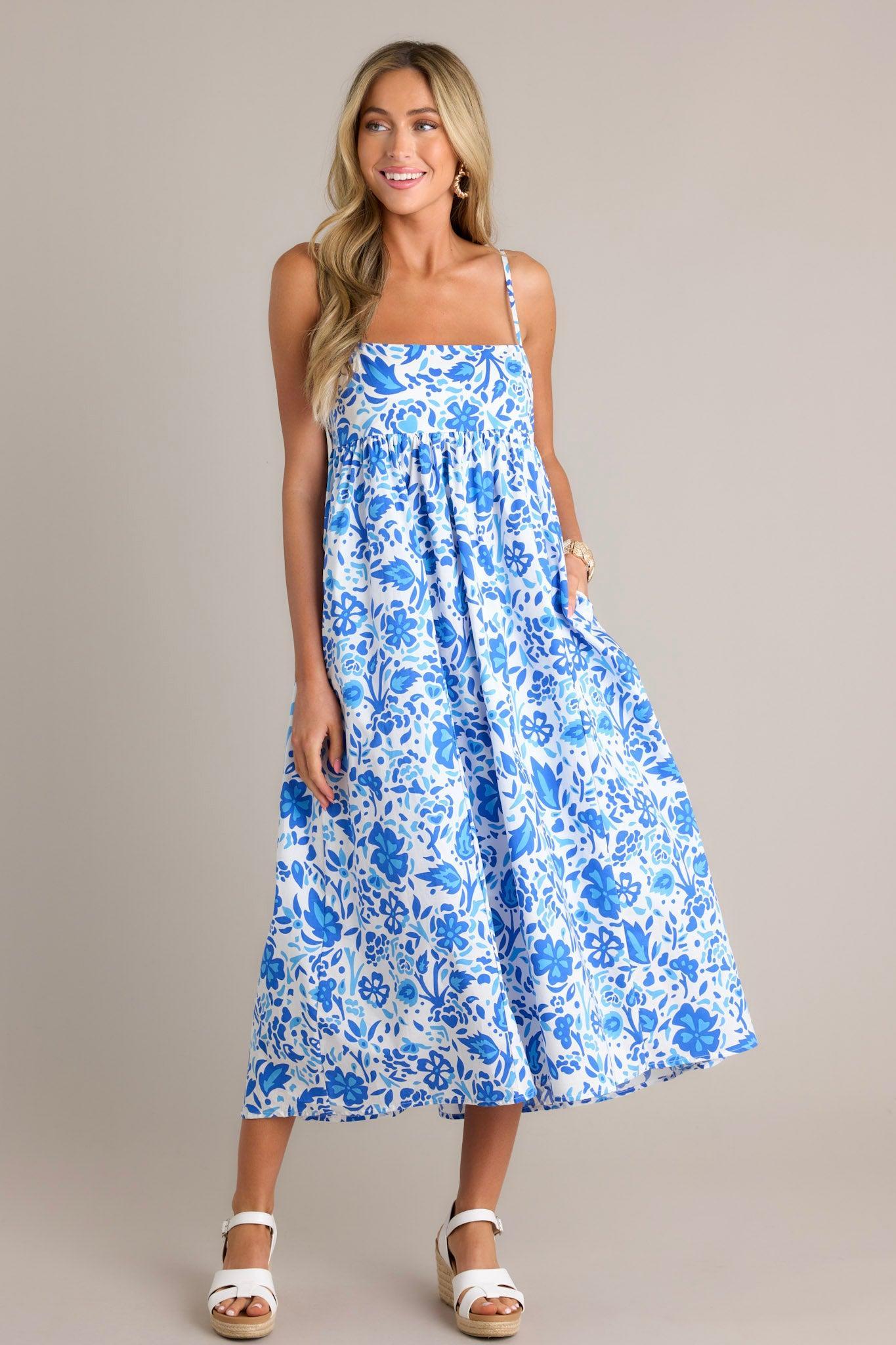 Blooming Romance Blue Floral Maxi Dress Product Image