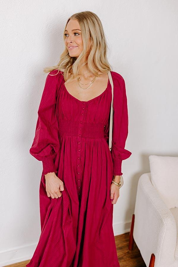 Sunset Views Button Down Midi in Wine Product Image