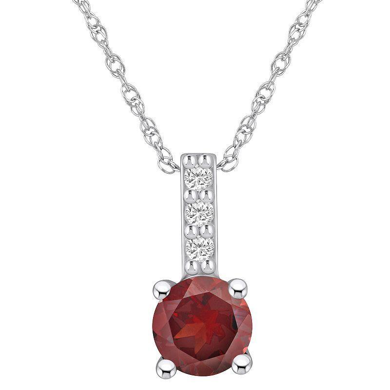 Alyson Layne 14k White Gold Round Garnet & Diamond Accent Pendant Necklace, Womens Red Product Image