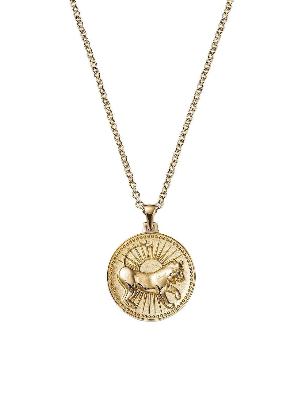 Womens Icons 18K Yellow Gold Zodiac Medallion Necklace Product Image