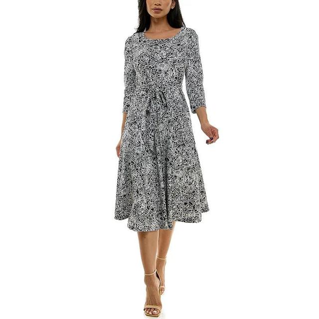 Womens Nina Leonard Sylvia Midi Dress with Belt Product Image