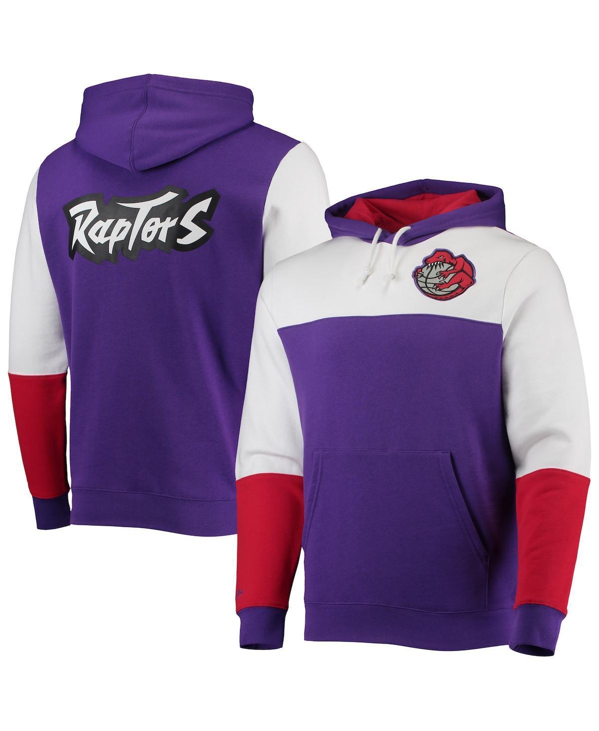 Mens Mitchell & Ness Purple Toronto Raptors Hardwood Classics Fusion 2.0 Colorblock Pullover Hoodie Product Image