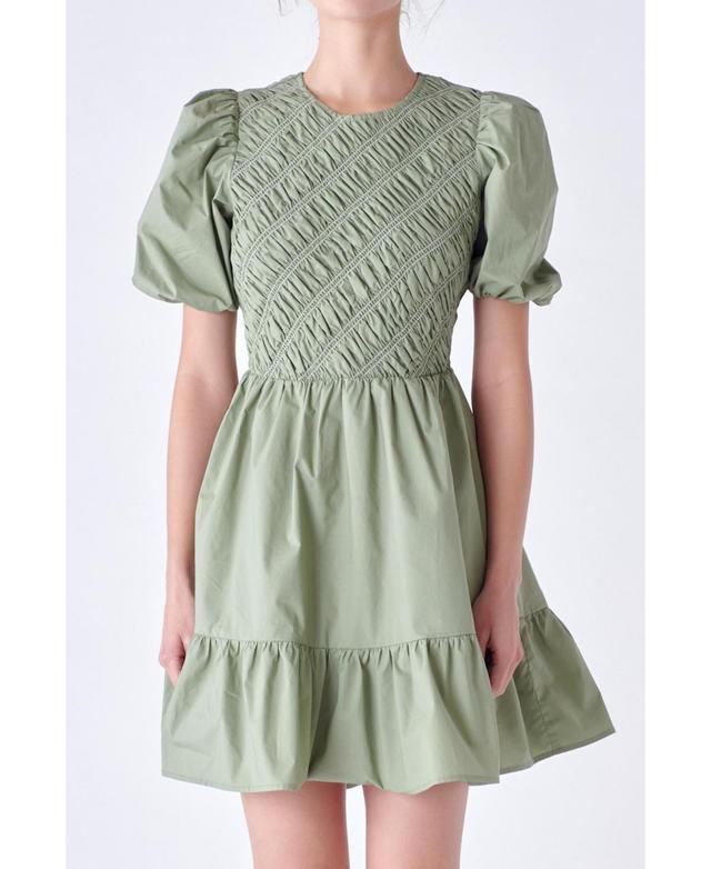 English Factory Shirred Puff Sleeve Cotton Minidress Product Image