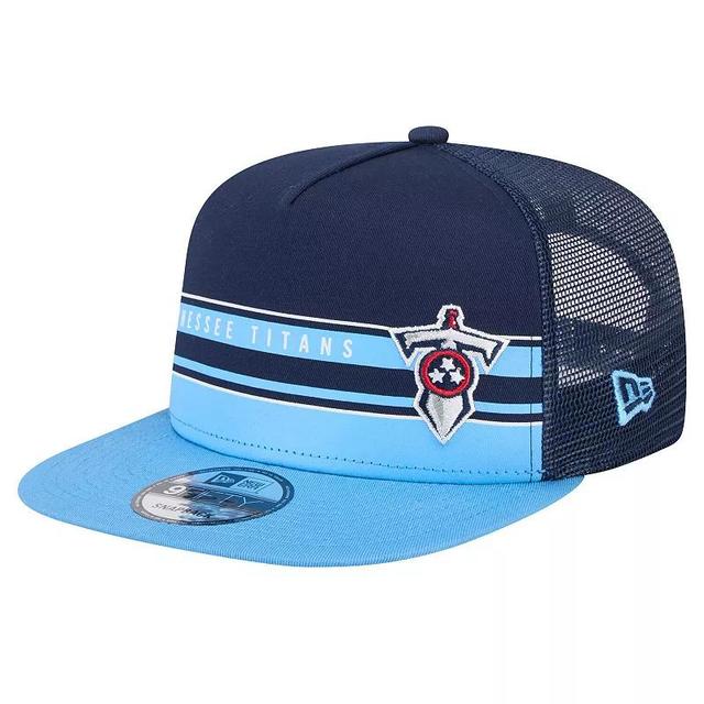 Mens New Era /Light Blue Tennessee Titans Half Stripe Trucker 9FIFTY Snapback Hat Product Image