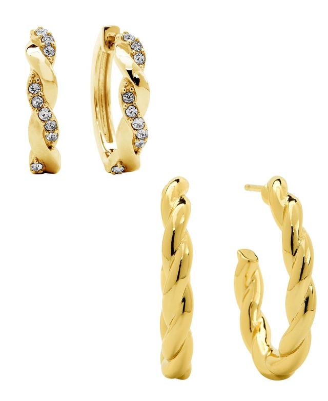 Womens Crystal Twist Hoop Earrings Set, 4 Pieces Product Image