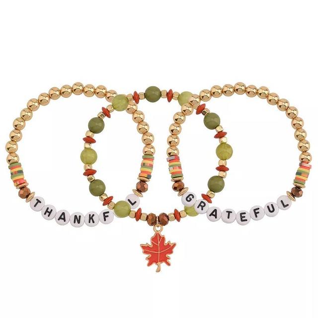 Celebrate Together Harvest 3-Piece Grateful and Thankful Stretch Bracelet Set, Womens, None Product Image