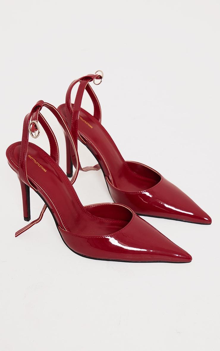 Burgundy Patent Ankle Strap High Heeled Courts Product Image