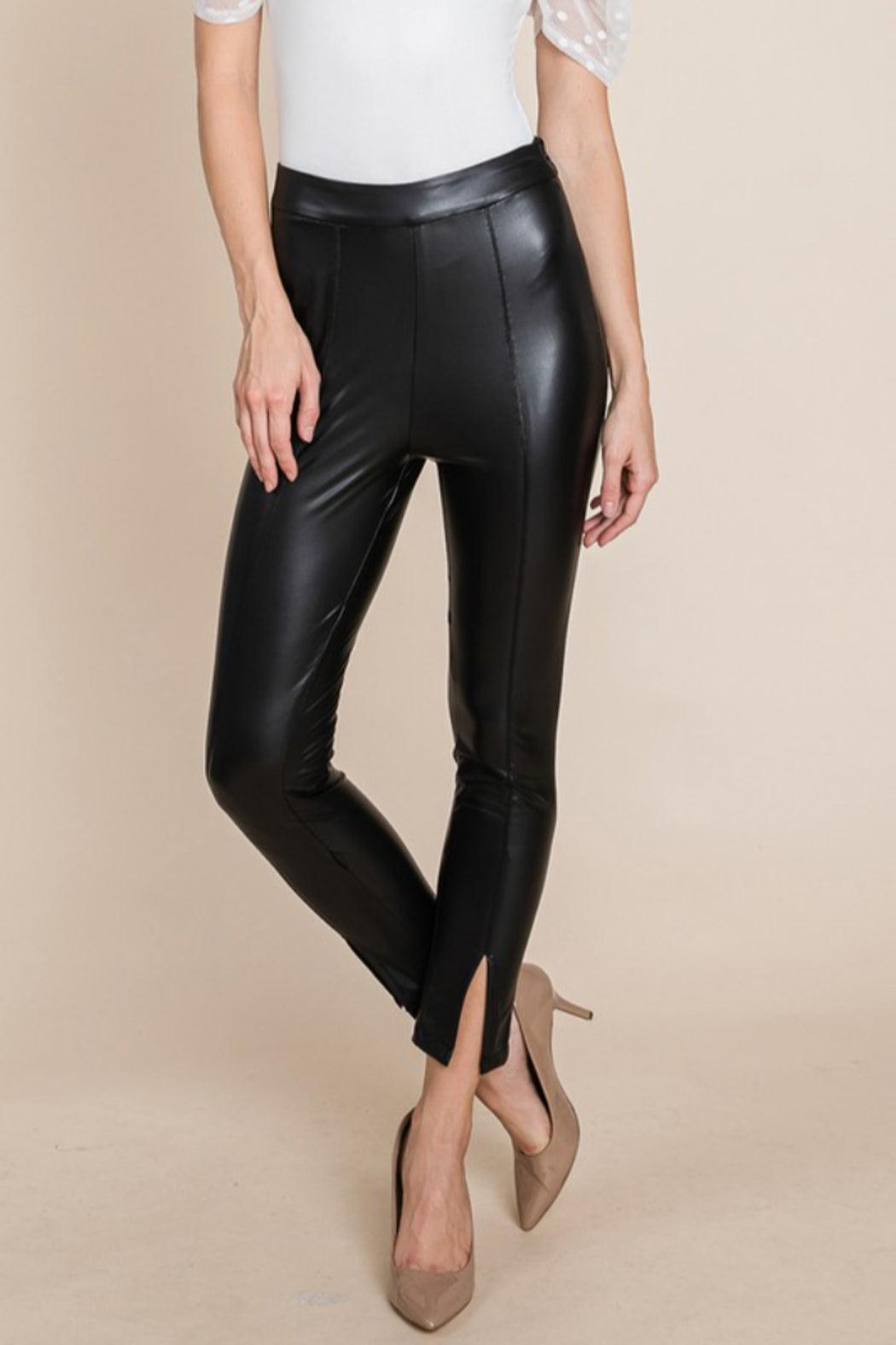 Black Faux Leather Pants Leggings Product Image