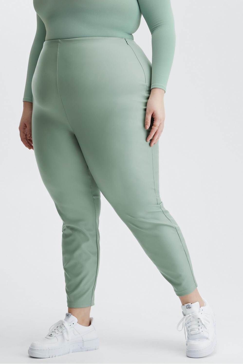 Fabletics High-Waisted Vegan Leather Legging Womens green plus Size 4X Product Image