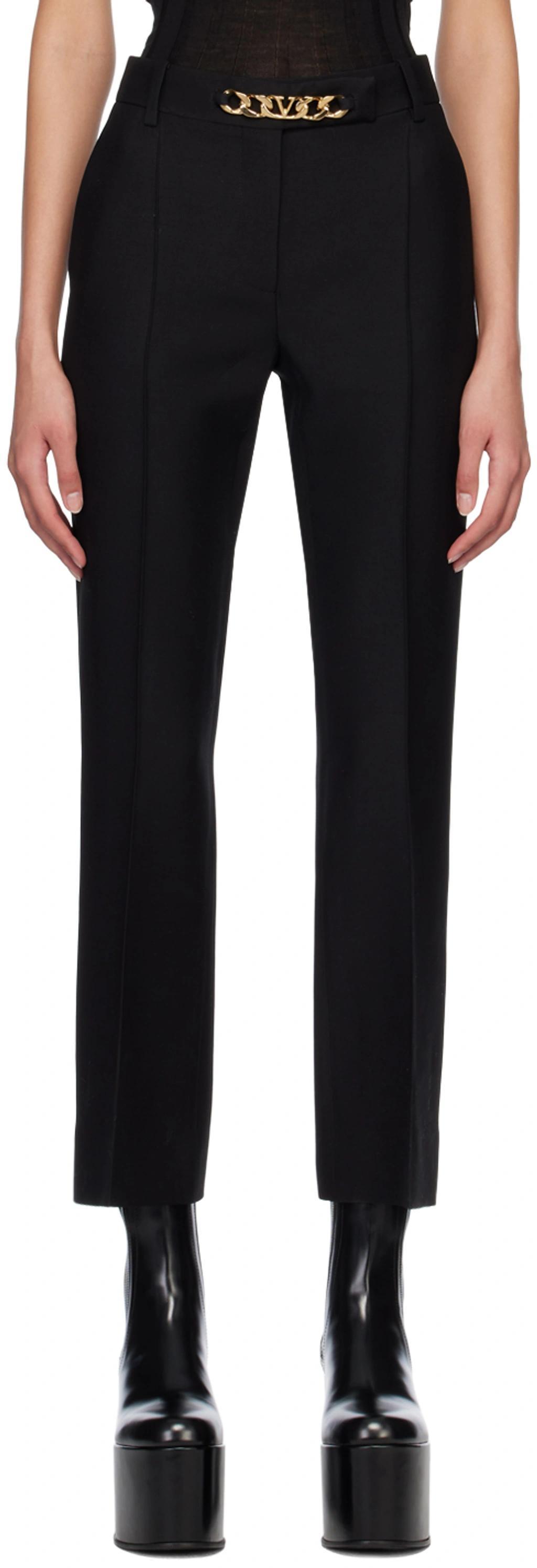 VALENTINO Crepe Couture Vlogo Chain Trousers Woman Black 44 In No Black product image