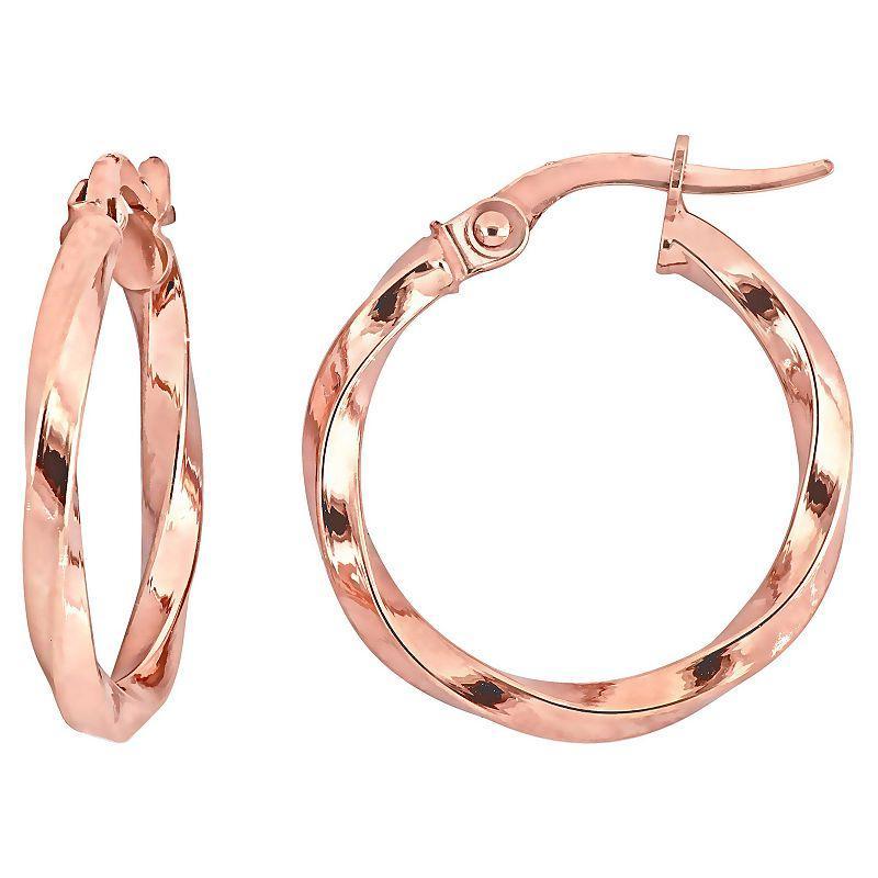 Stella Grace 10k Rose Gold 19 mm Twisted Hoop Earrings, Womens, Pink Product Image