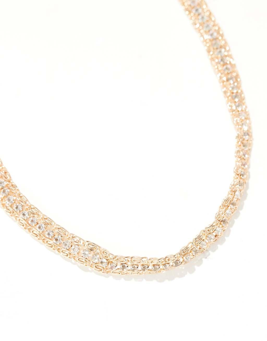 ASOS DESIGN choker necklace with crystal design in gold tone Product Image