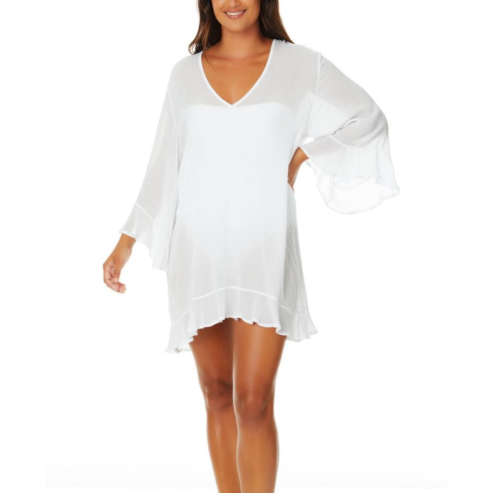 Anne Cole - Women's White Flounce Tunic Coverup-XL/XXL Product Image