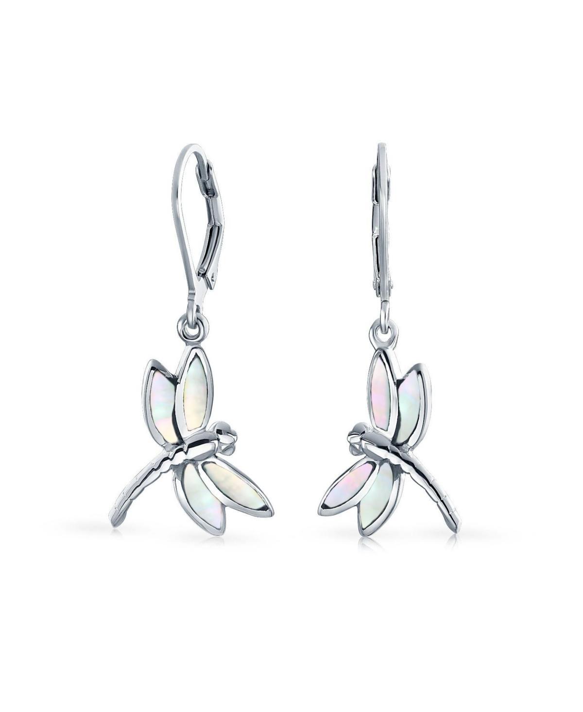 Bling Jewelry Dainty Butterfly Dragonfly Firefly Garden Iridescent Mother of Pearl Shell Inlaid Drop Lever back Dangle Earrings For Women Teen S Product Image