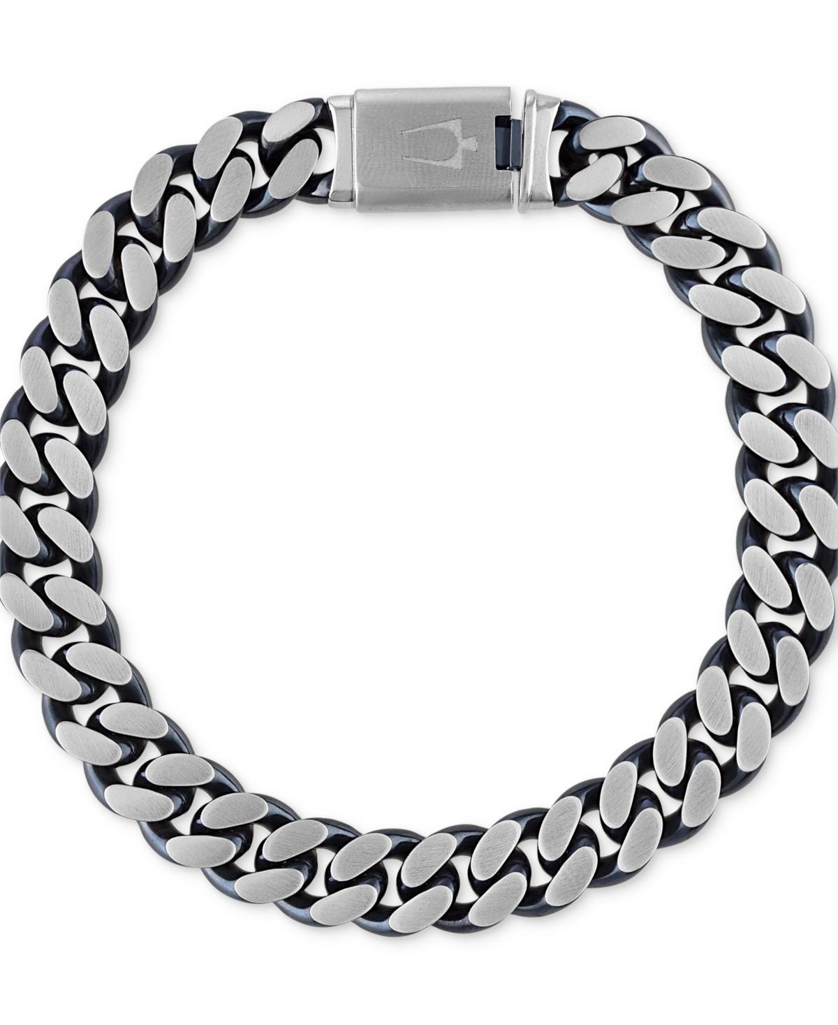 Bulova Mens Classic Curb Chain Bracelet in Blue-Plated Stainless Steel Product Image