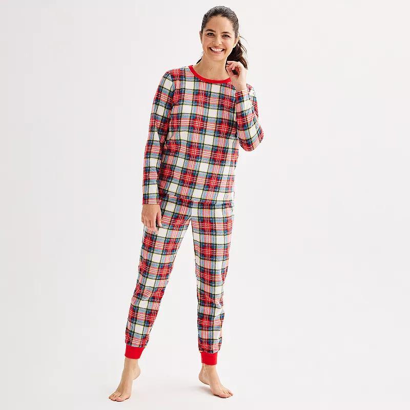 Womens Tall Jammies For Your Families Jingle Bell Rock Fleece Pajama Top & Jogger Pajama Bottoms Set Product Image