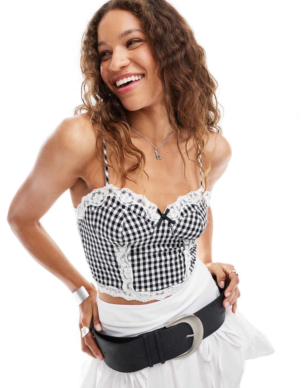 Reclaimed Vintage western gingham corset cami top Product Image