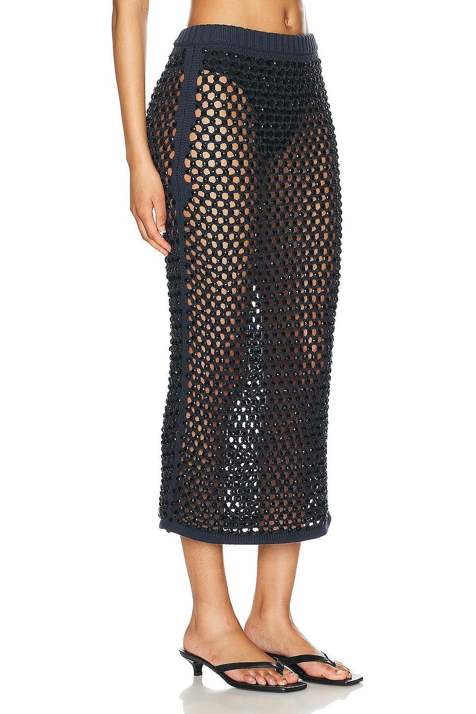 Diotima - Women's Spice Crystal Adorned Cotton-Blend Knit Skirt - Brown - 1 - Moda Operandi Product Image