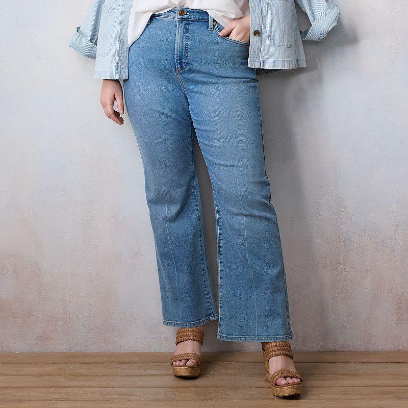 Plus Size LC Lauren Conrad Super High-Rise Flare Jeans, Womens Medium Blue Product Image