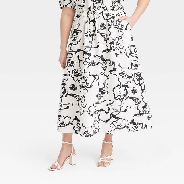 Womens Midi A-Line Skirt - A New Day Floral 4X Product Image