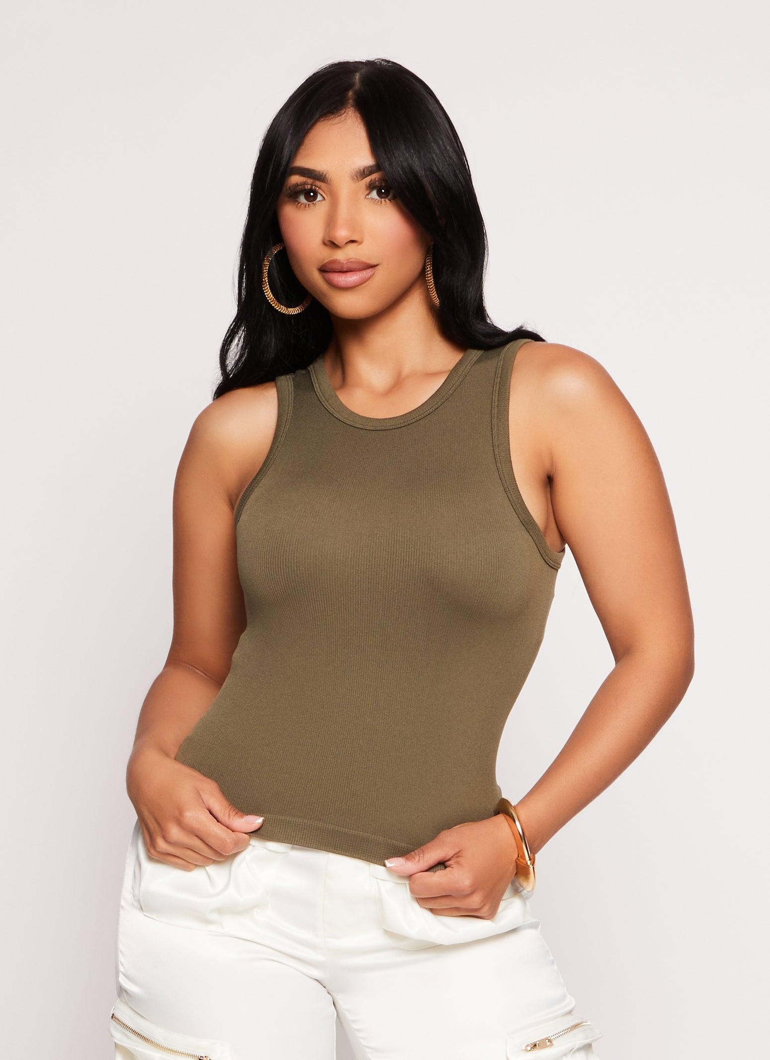 Womens Racerback Crew Neck Tank Top Product Image