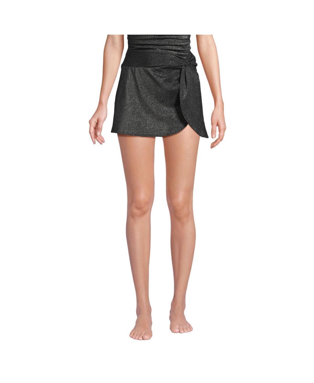 Lands End Womens Chlorine Resistant Shine Twist Front Mini Swim Cover-up Skirt Product Image