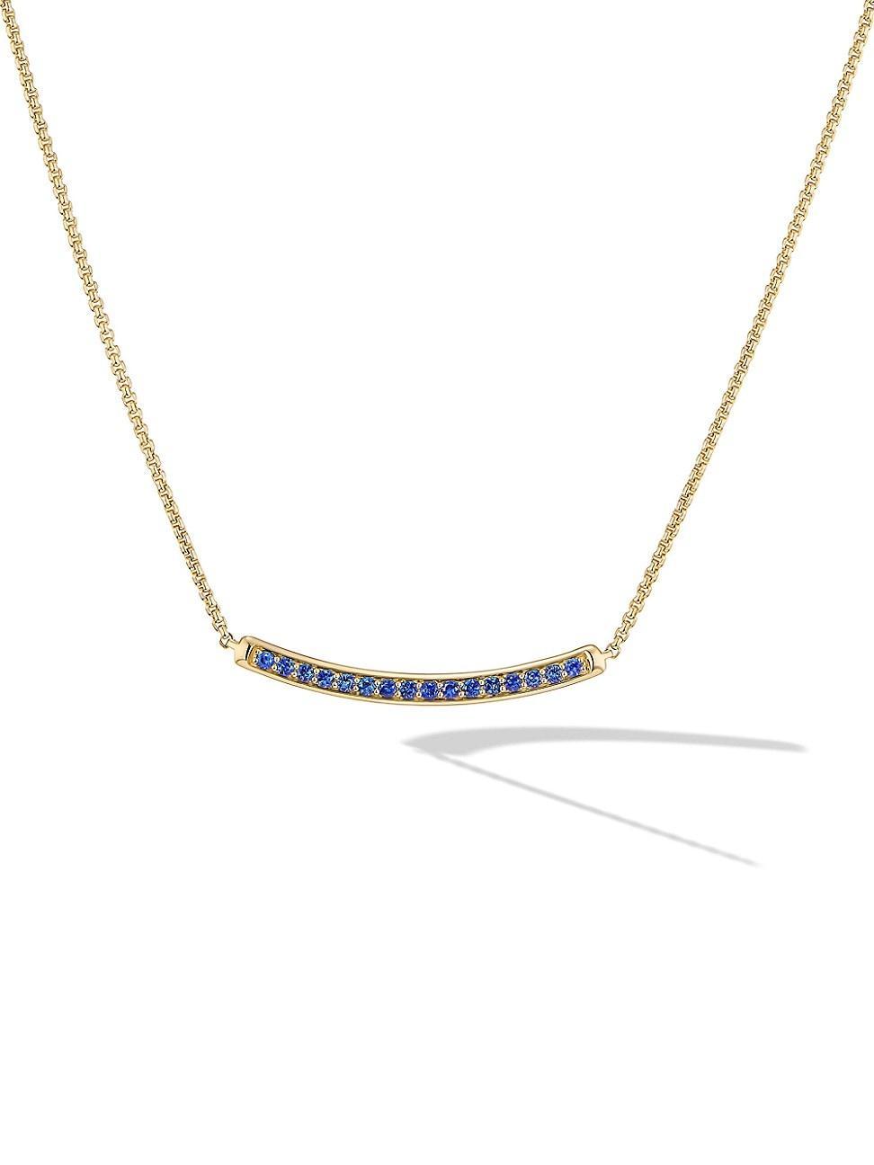 Womens Petite Pav Bar Necklace in 18K Yellow Gold Product Image