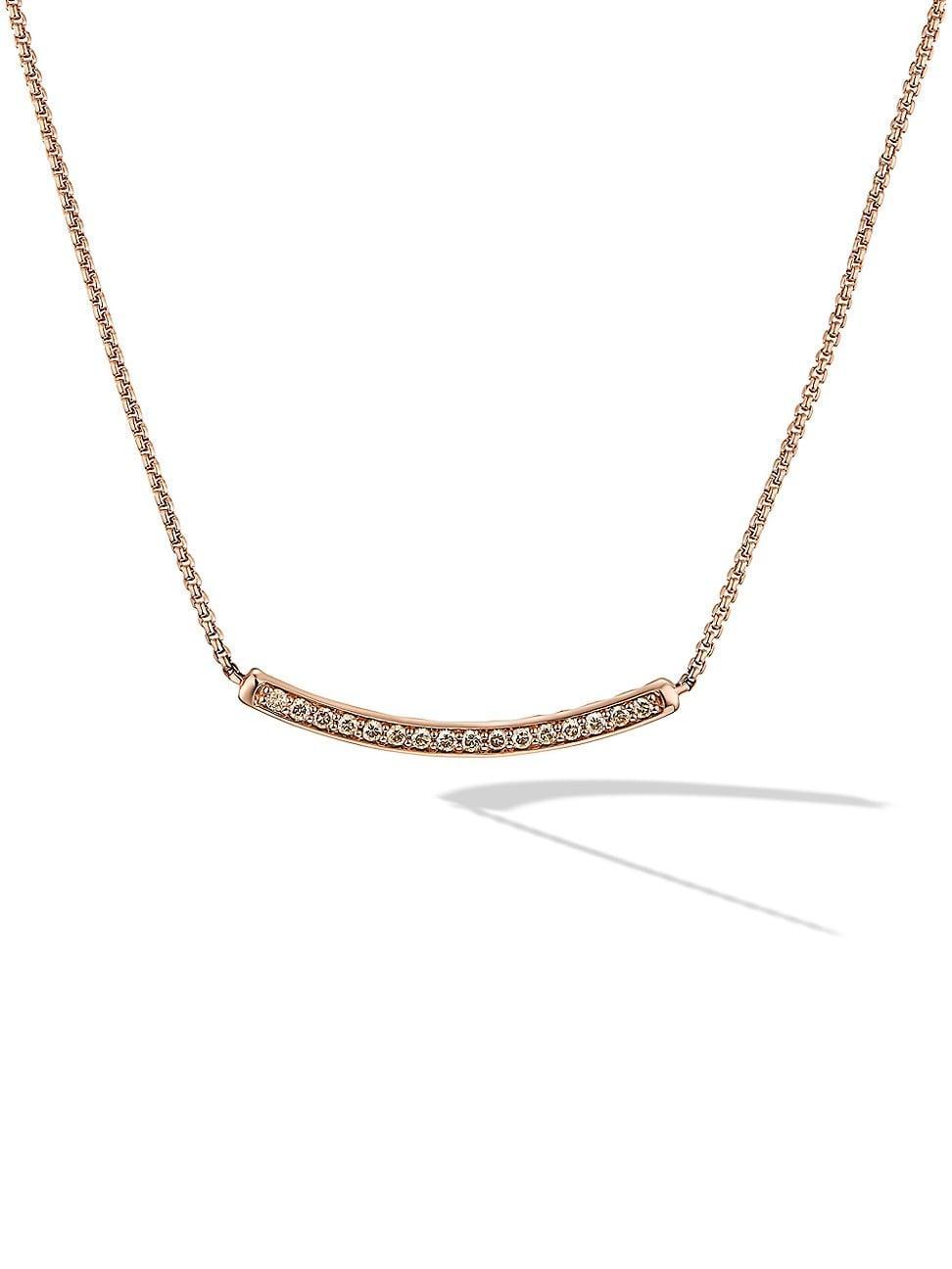 Womens Petite Pav Bar Necklace in 18K Rose Gold Product Image