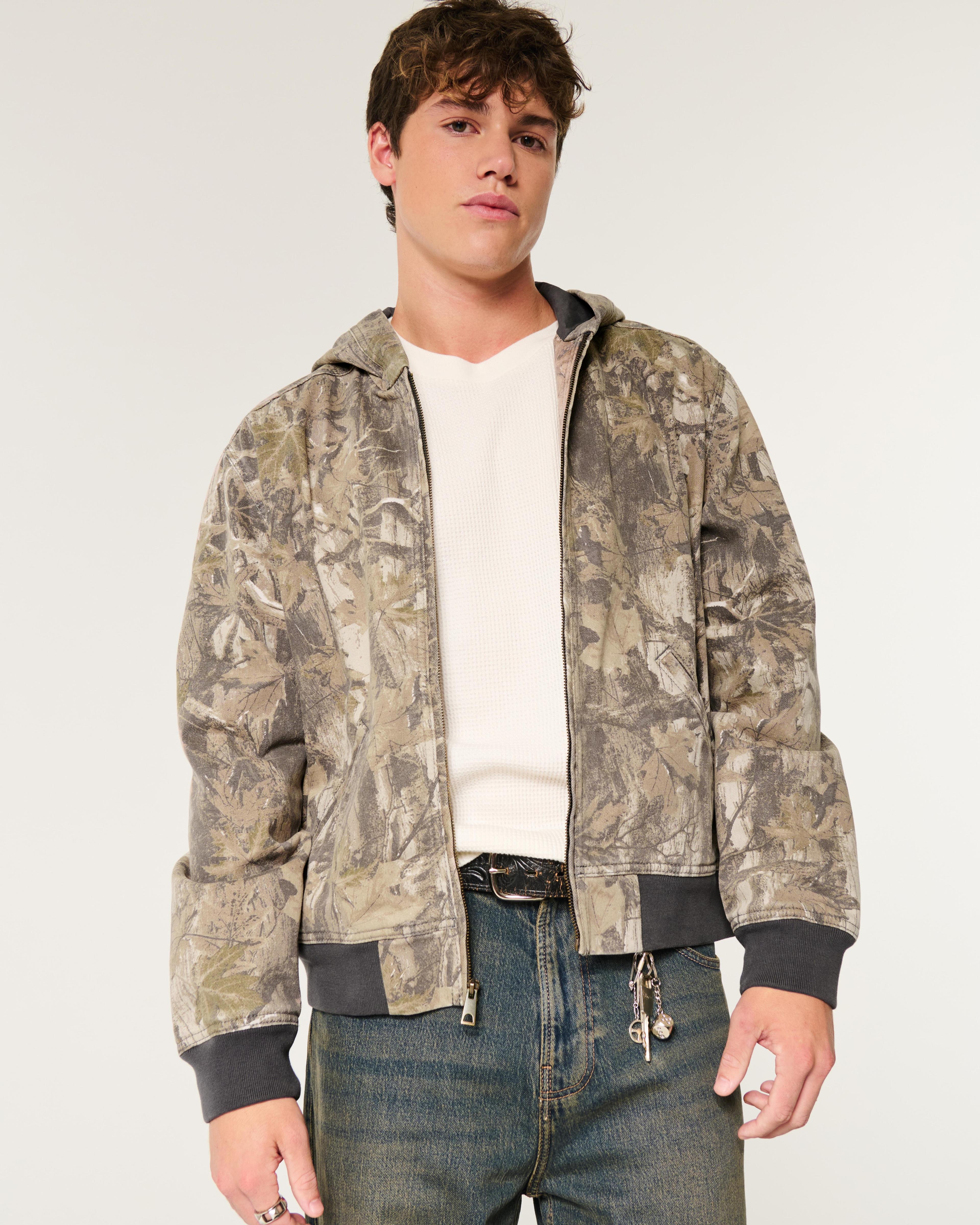 Hooded Camo Zip-Up Jacket product image