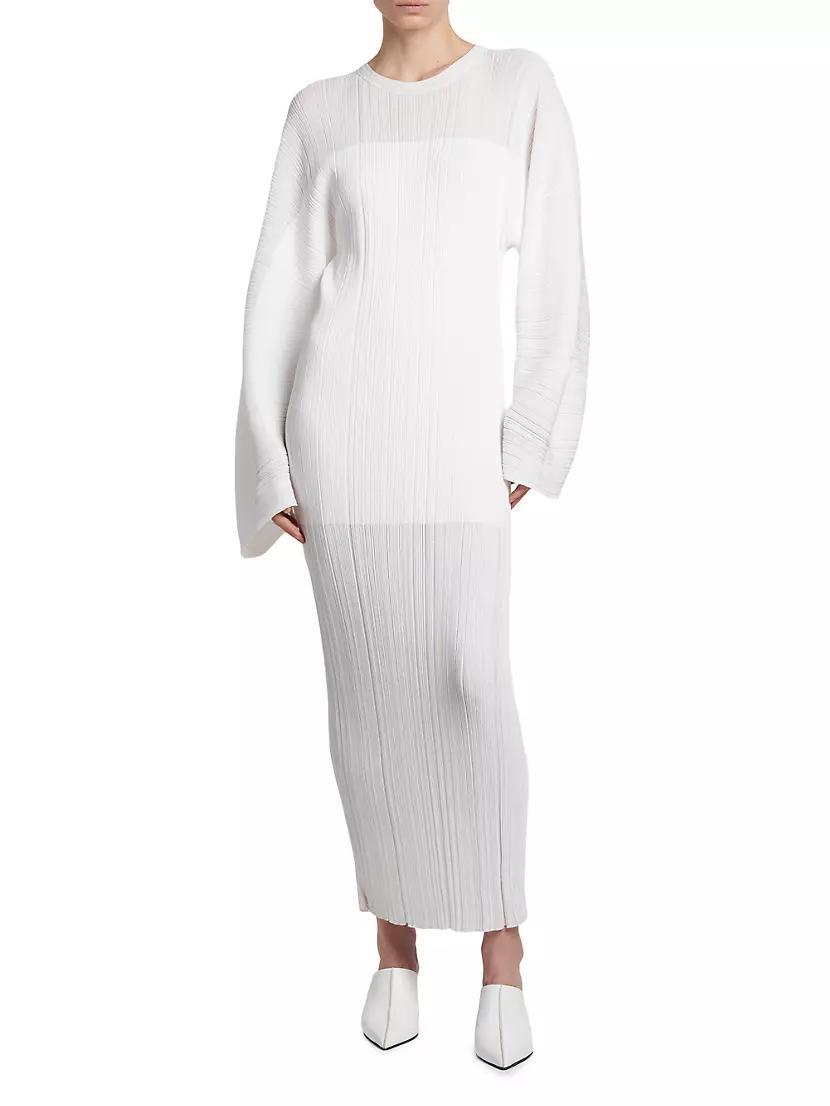 Plissé Long-Sleeve Maxi Dress Product Image